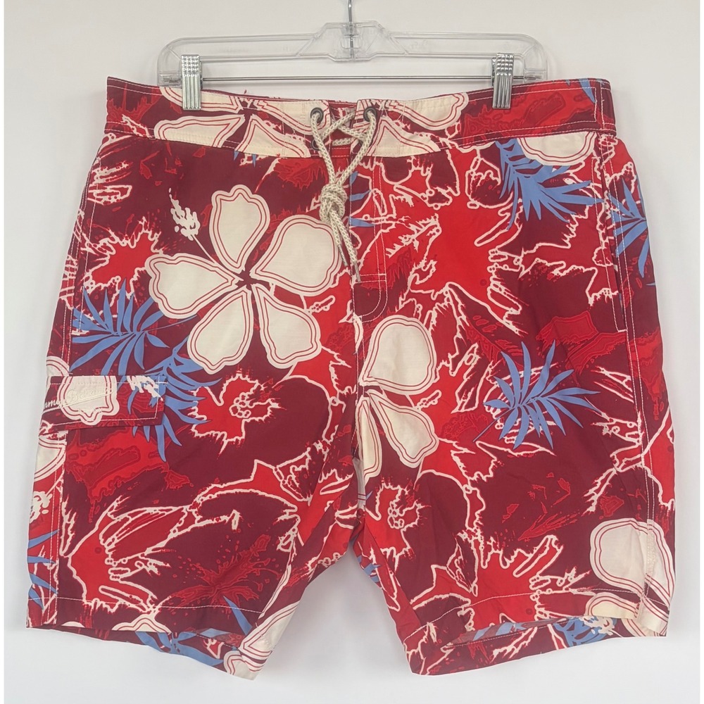 Tommy Bahama Relax Mens‎ Red Hibiscus Floral Swim Trunks Board Shorts Large 36W